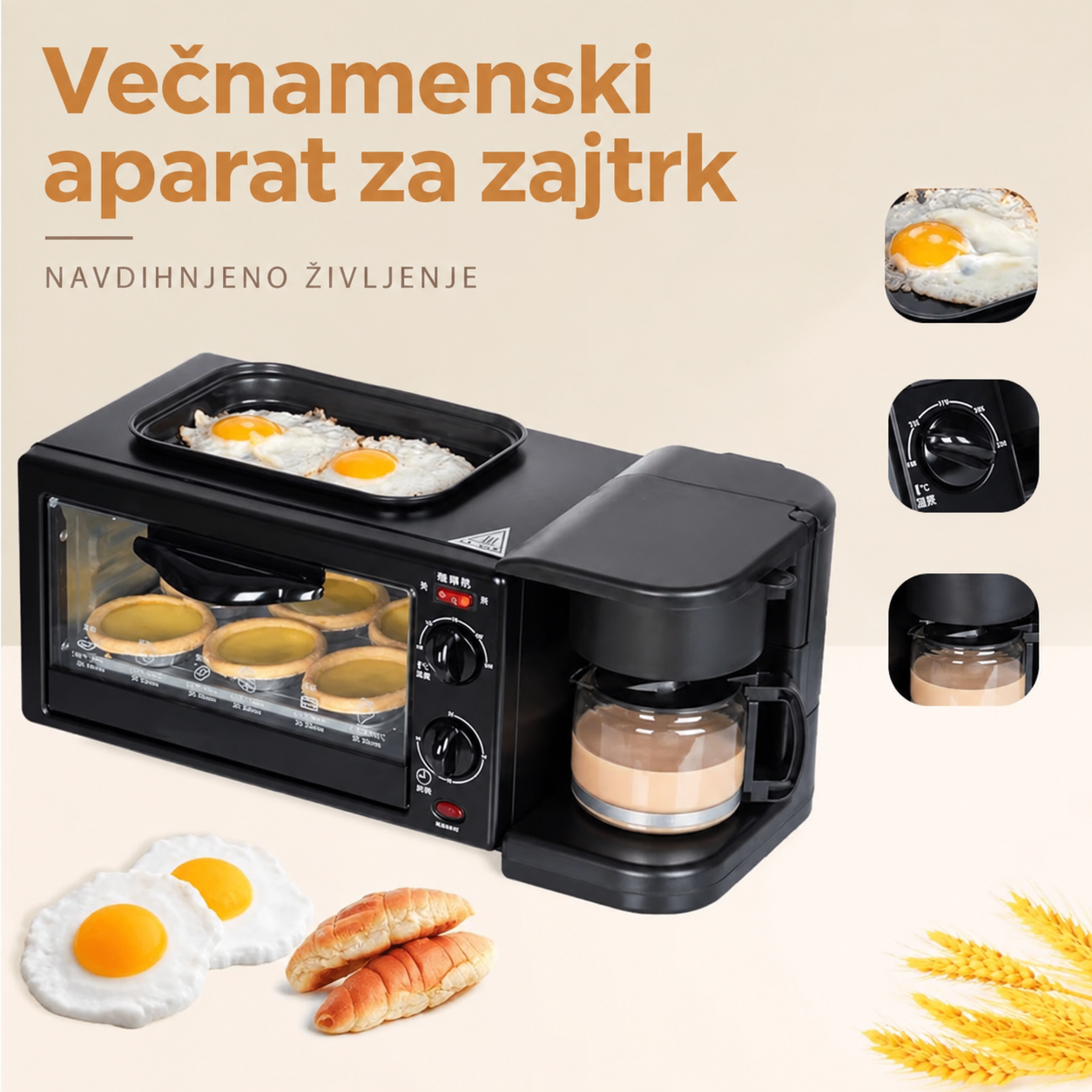 ELEKTRONIKA MorningÉlan™ Večnamenski 3 v 1 Zajtrk Sendvič Stroj - slika 6
