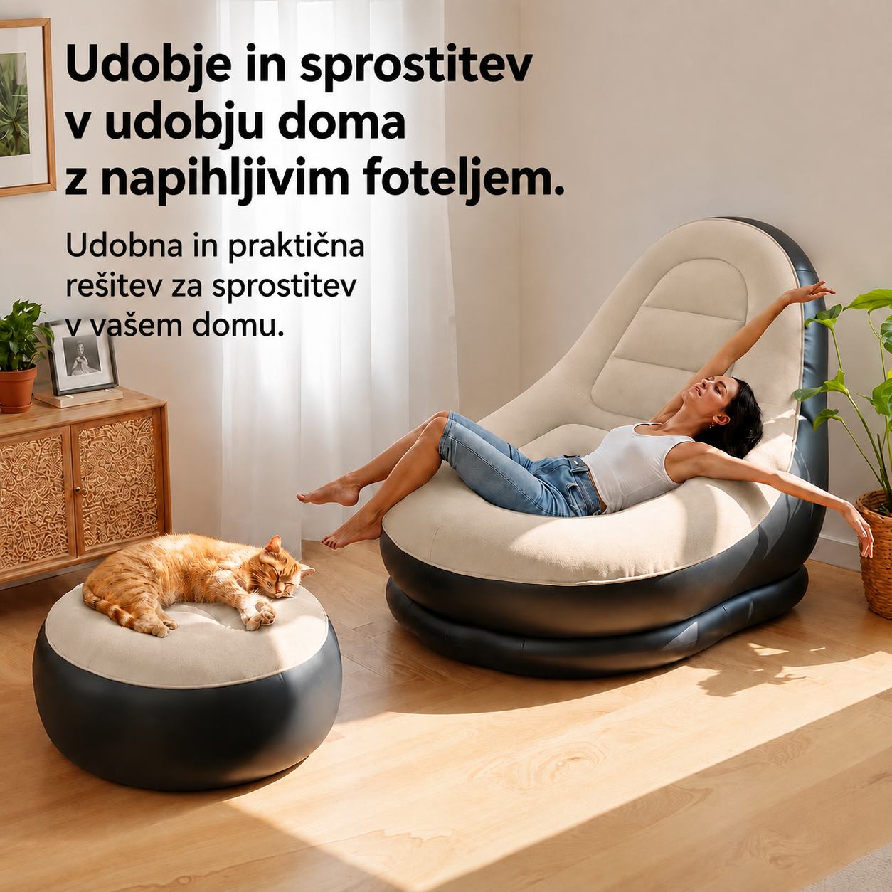 Napihljiv stol s taburejem - Ultra Lounge Relax - slika 2