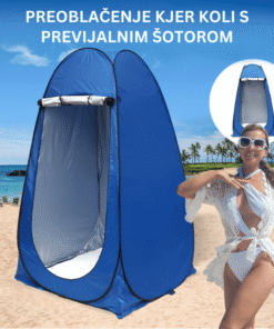 Praktičen šotor za plažo za preoblačenje in tuširanje