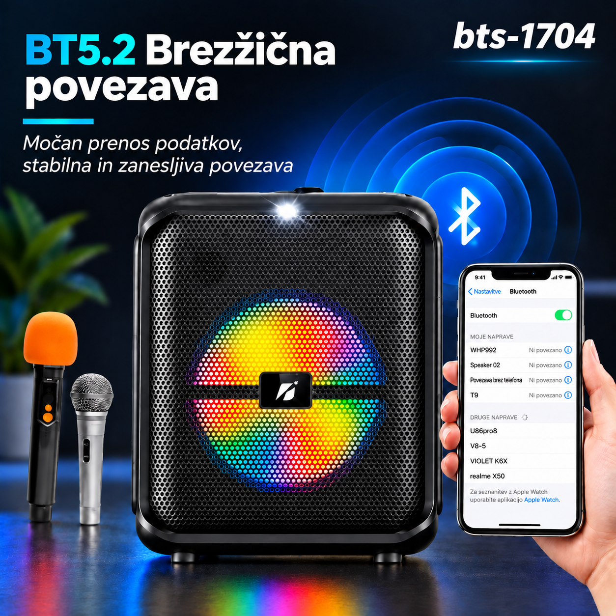 Aureon PartyLuxe™ BTS-1740 Bluetooth karaoke zvočnik