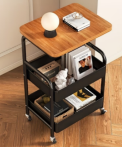 Zgornji regal za shranjevanje iz MDF-ja s kolesi - 3 ravni