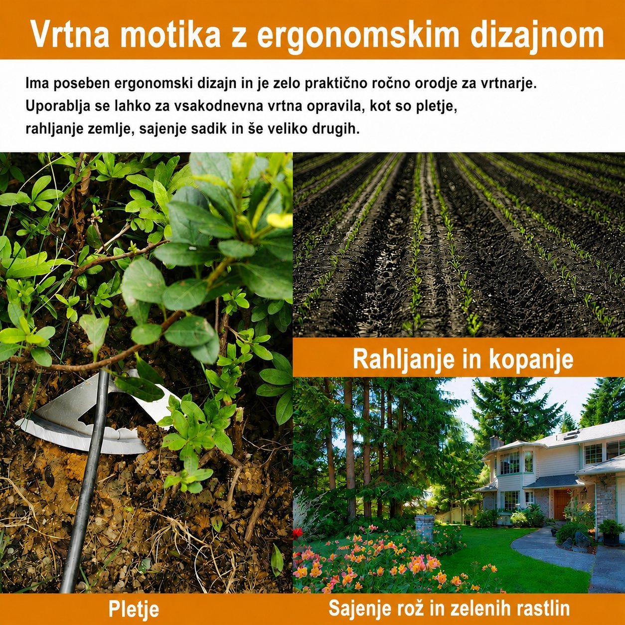 Aurevia GardenPro™ Vrtna motika za enostavno pletje - slika 3