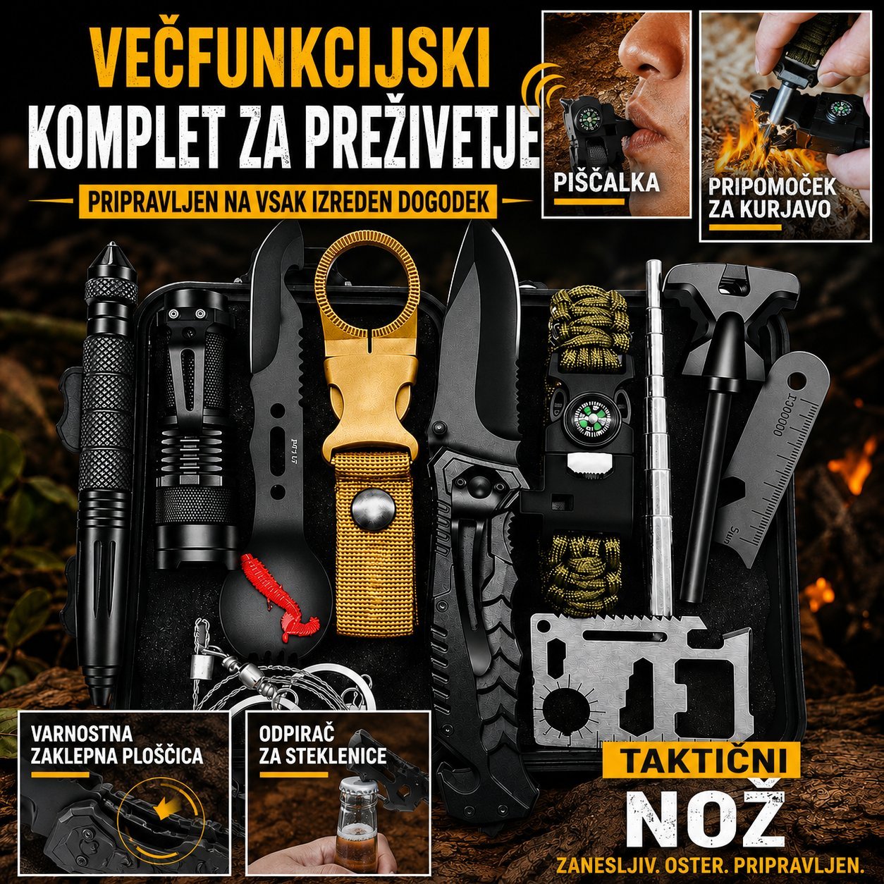 STEALTHCORE™ Komplet opreme za preživetje, 12 kosov
