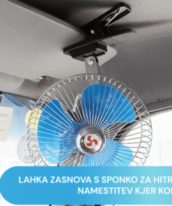 Alternative view of Oscilacijski ventilator s sponko in 12V avtomobilskim vtičem, 8 palcev