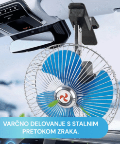 Oscilacijski ventilator s sponko in 12V avtomobilskim vtičem, 8 palcev