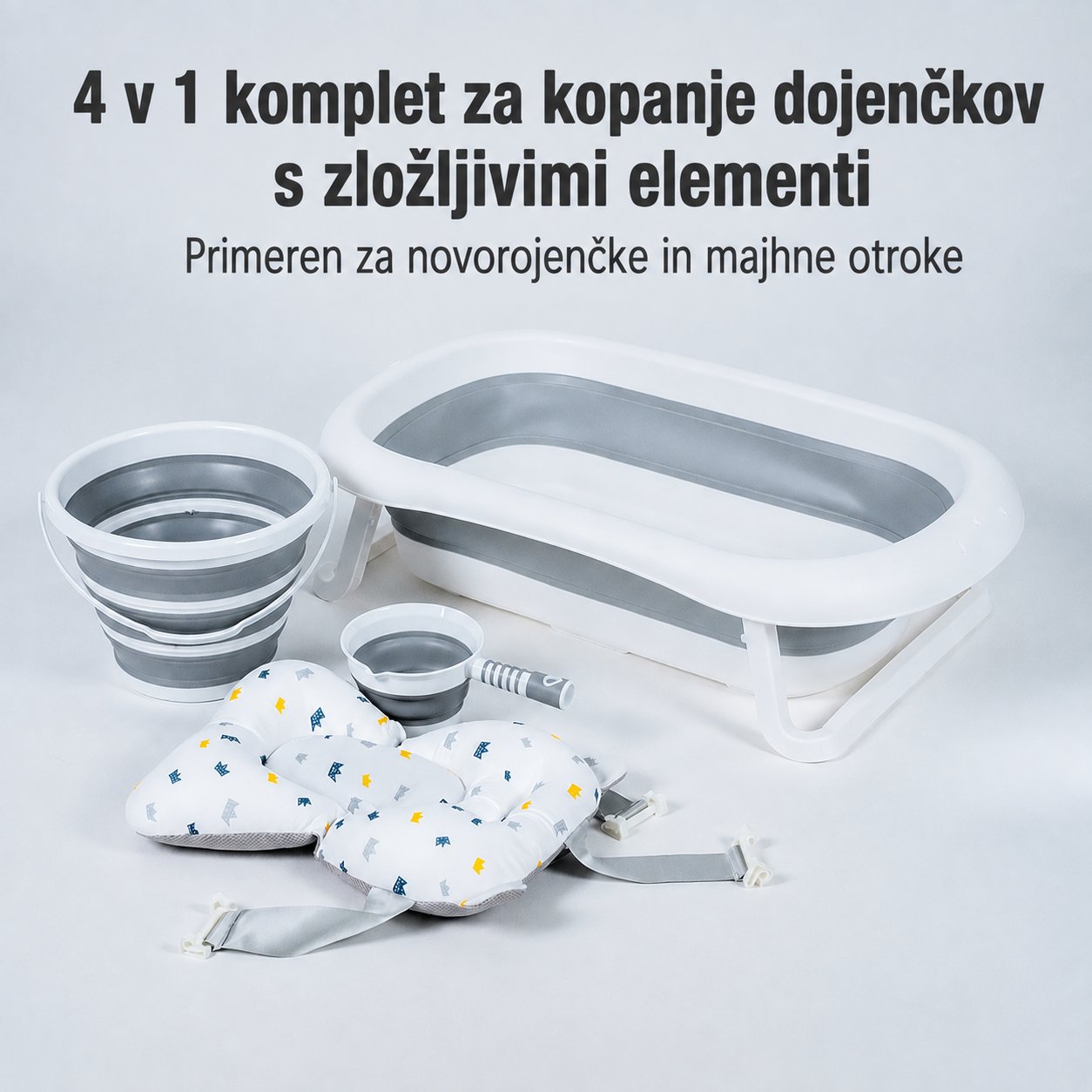 Zložljiv komplet za kopel za dojenčke Baby AquaNest™ 4 v 1