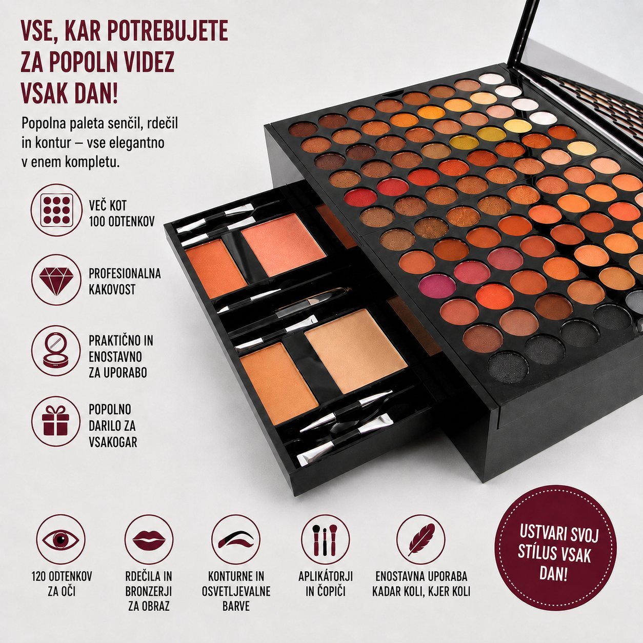 MISS ROSE paleta ličil s 190 barvami - slika 10