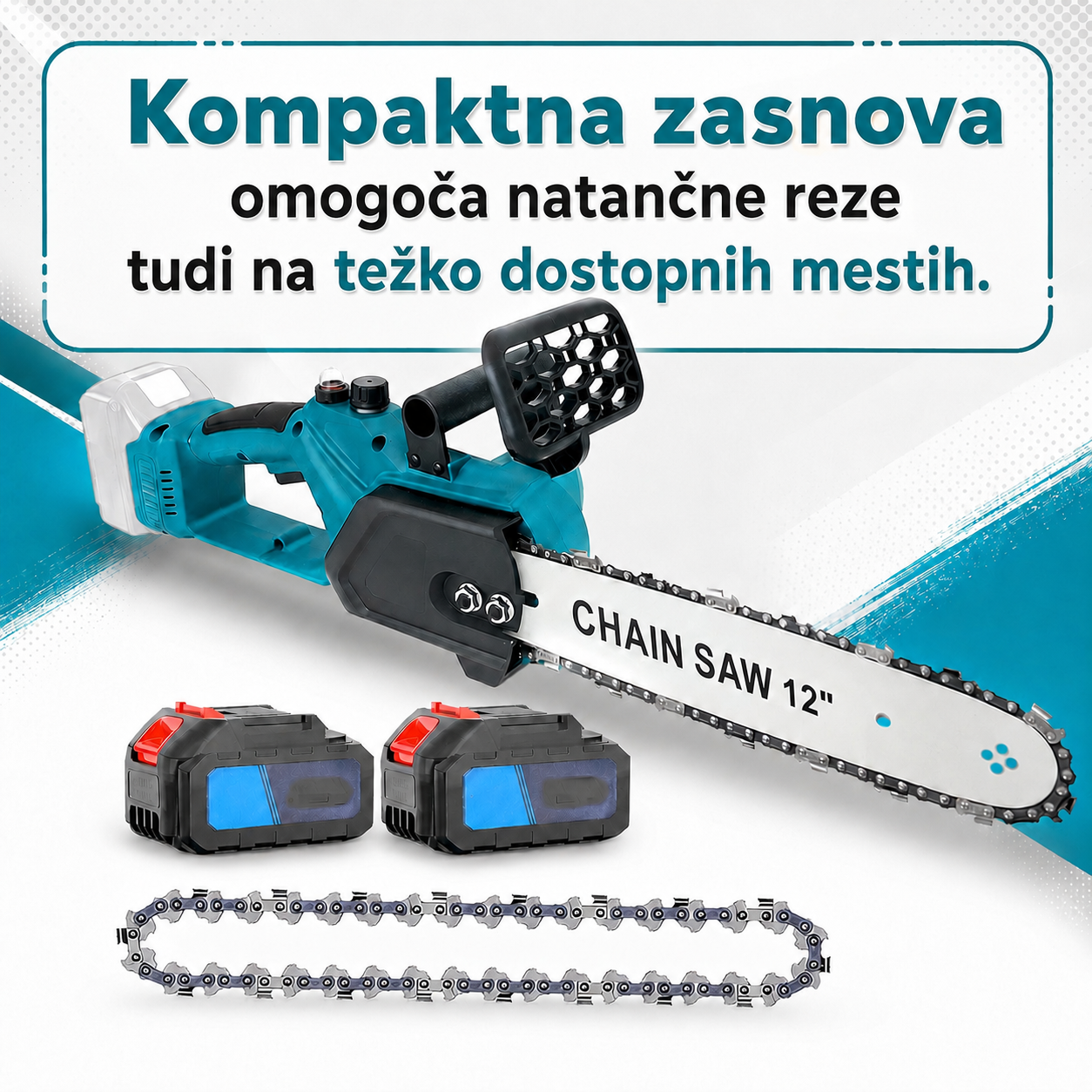 TOBI 12" električna motorna žaga s 108V baterijami - slika 8