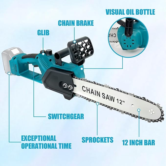 TOBI 12" električna motorna žaga s 108V baterijami - slika 7