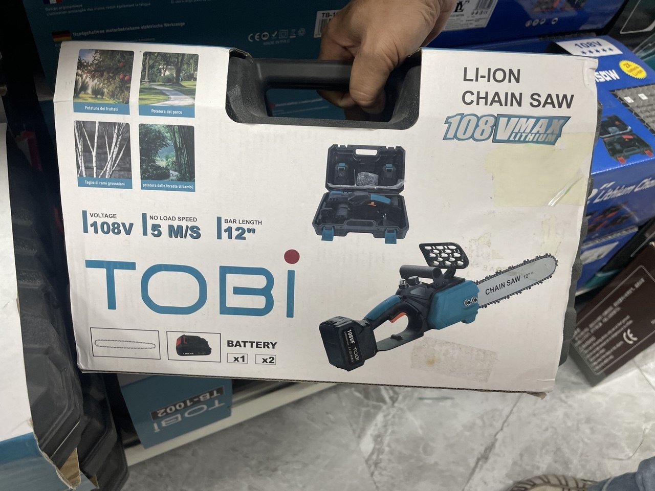 TOBI 12" električna motorna žaga s 108V baterijami - slika 3