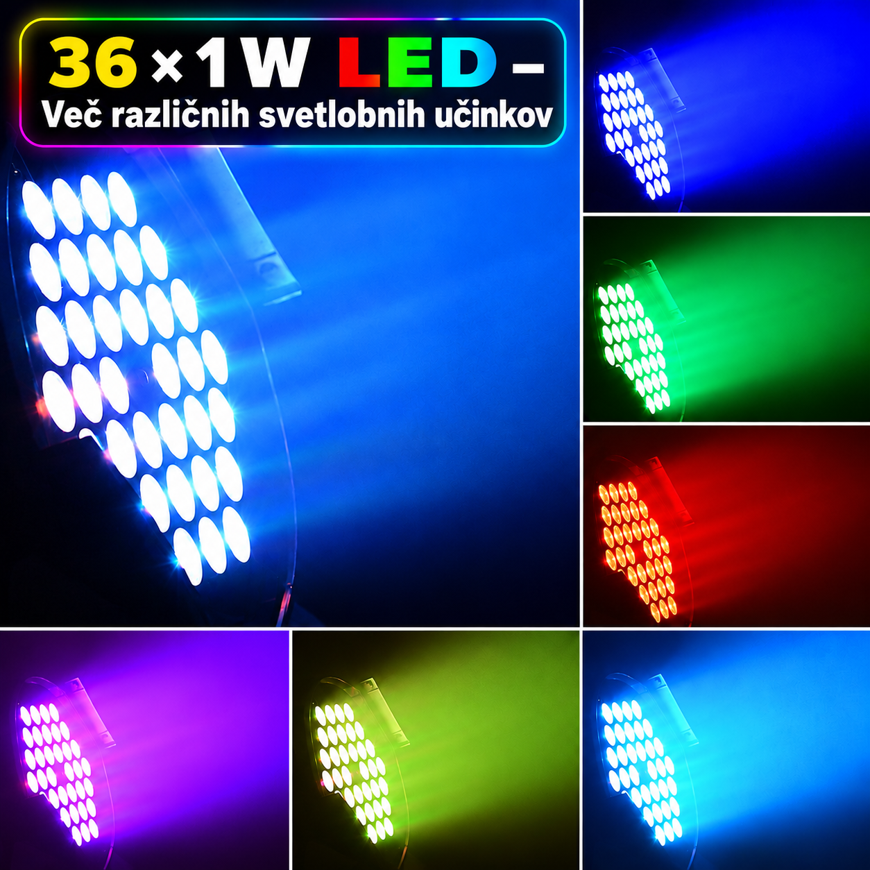 LumiVanta PartyBeam™ MINI PAR 36-LED mini luč za zabave - slika 7