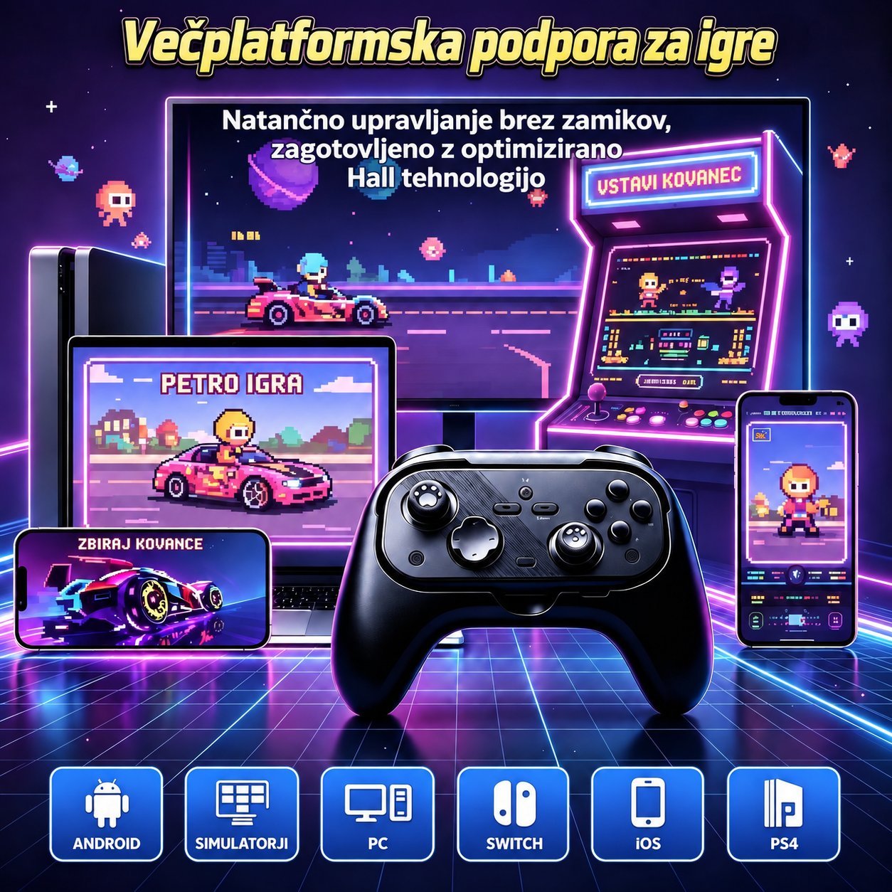 Igralni krmilnik Aureon PlayCore™ z gibljivimi elementi za računalnik, mobilne naprave, Xbox in Switch – Bluetooth